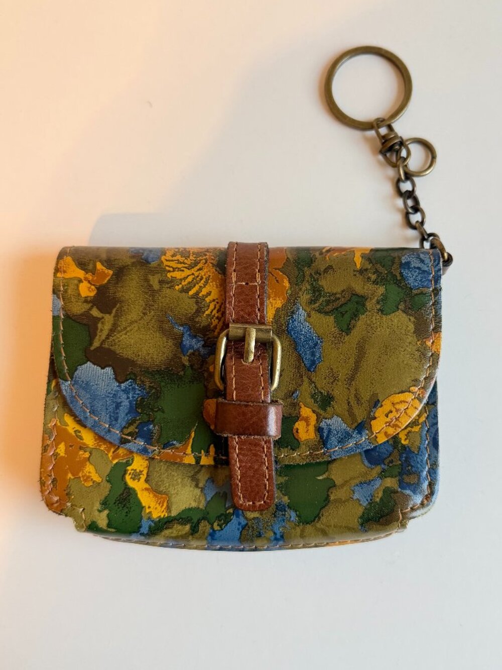 PATRICIA NASH floral leather coin purse key chain